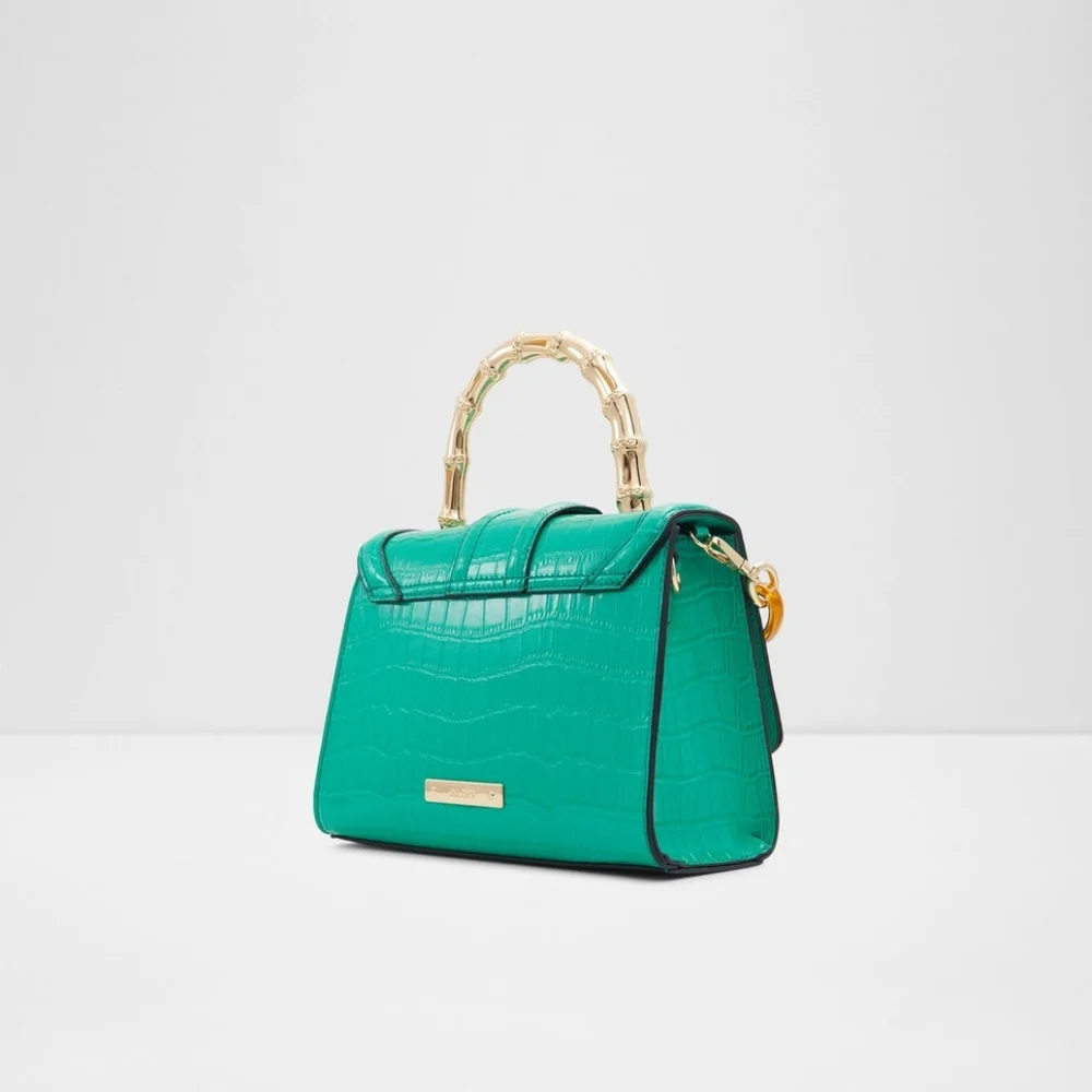 Aldo Dark Green Aubray Top Handle Bag with Gold Chain - Picture 4 of 6